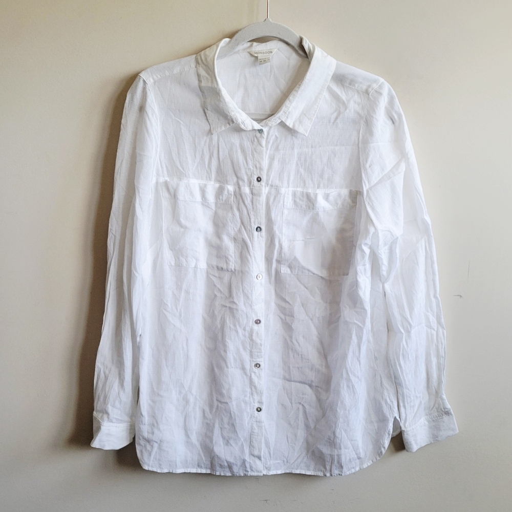 Monsoon Lightweight Batik Embroidered Button Down Top